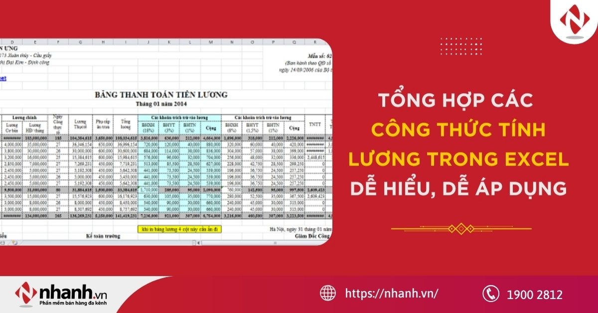 Tổng hợp các công thức tính lương trong Excel dễ hiểu, dễ áp dụng