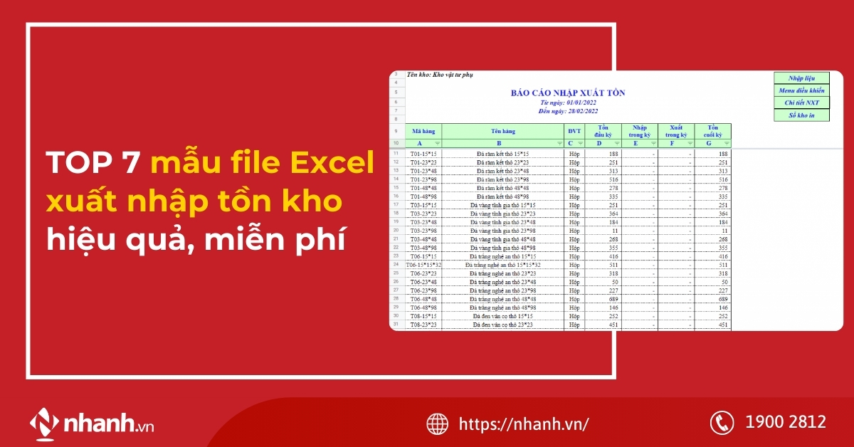 TOP 7 mẫu file Excel xuất nhập tồn kho hiệu quả, miễn phí