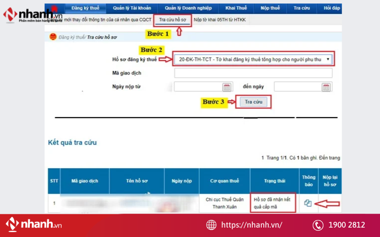 Tra cứu hồ sơ đăng ký thuế
