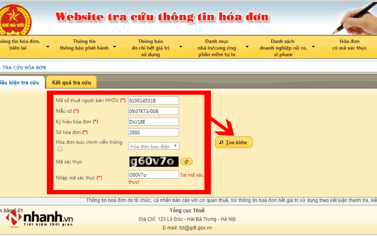 Tra cứu hóa đơn điện tử trên website Tổng cục Thuế