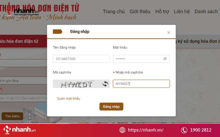 Truy cập vào website hệ thống hóa đơn điện tử