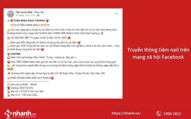 Truyền thông tiệm nail trên mạng xã hội Facebook