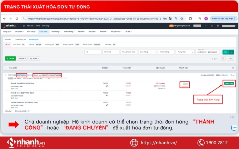 Tự động tạo hoá đơn điện tử đồng bộ với đơn hàng