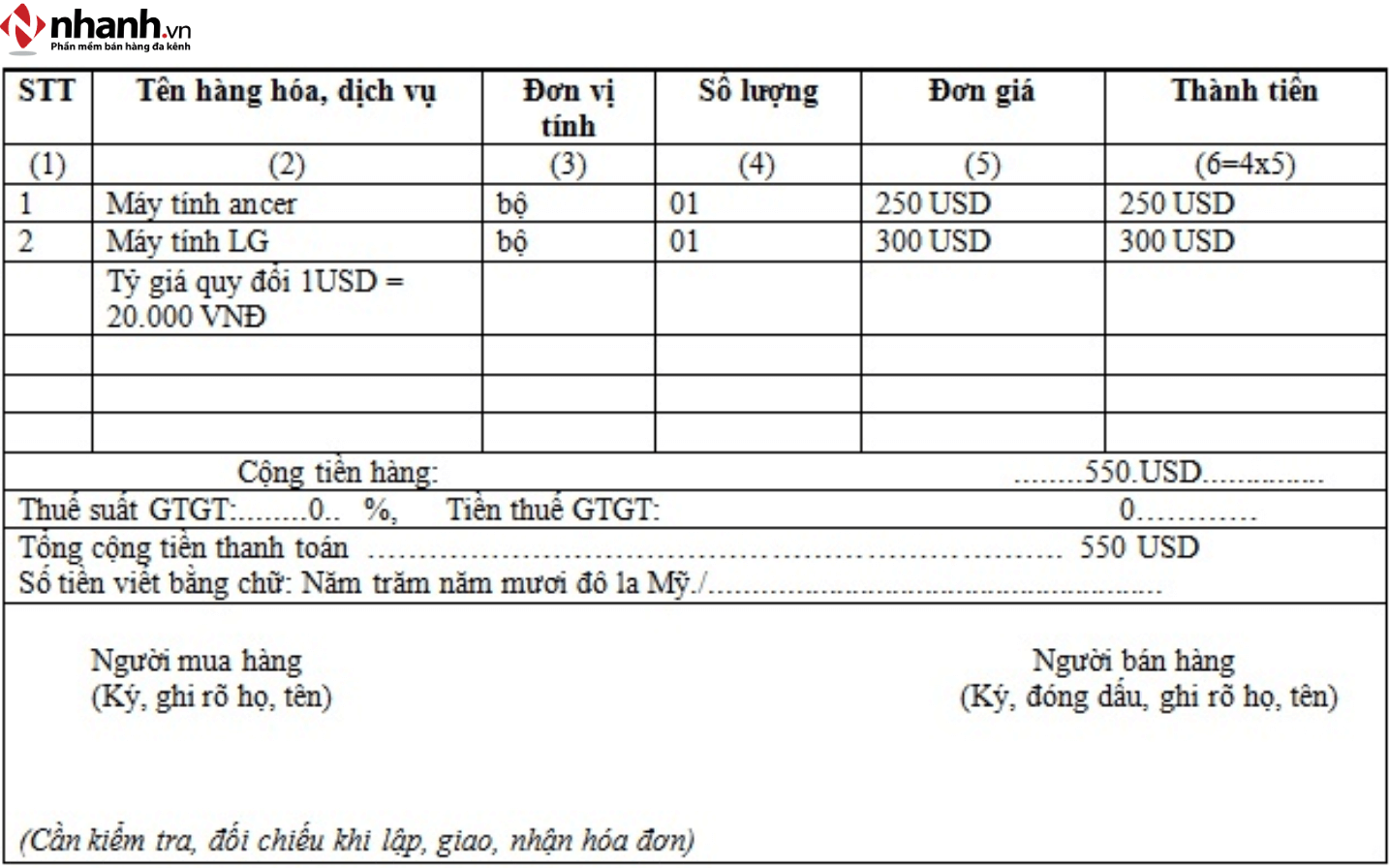 Quy định về tỷ giá hóa đơn xuất khẩu