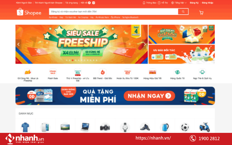 Tại Trang web chính thức của Shopee, chọn mục Đăng ký