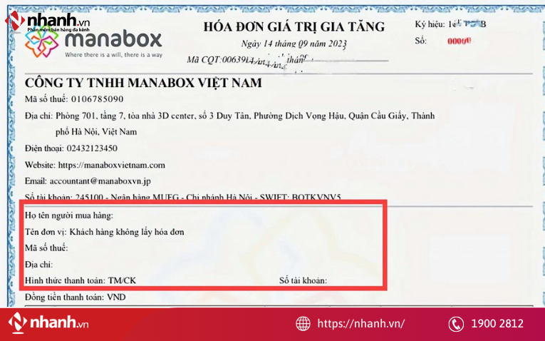 Với hóa đơn điện tử khởi tạo từ máy tính tiền, thông tin người mua không bắt buộc