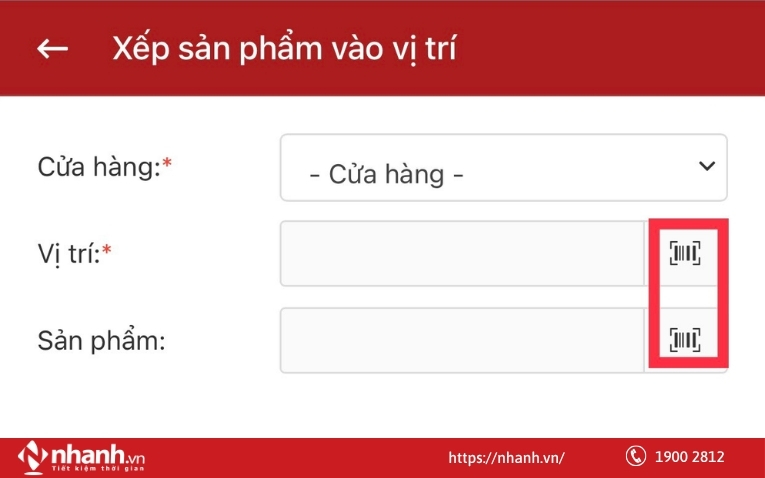 Tính năng xếp sản phẩm vào vị trí trong kho hàng của phần mềm Nhanh.vn