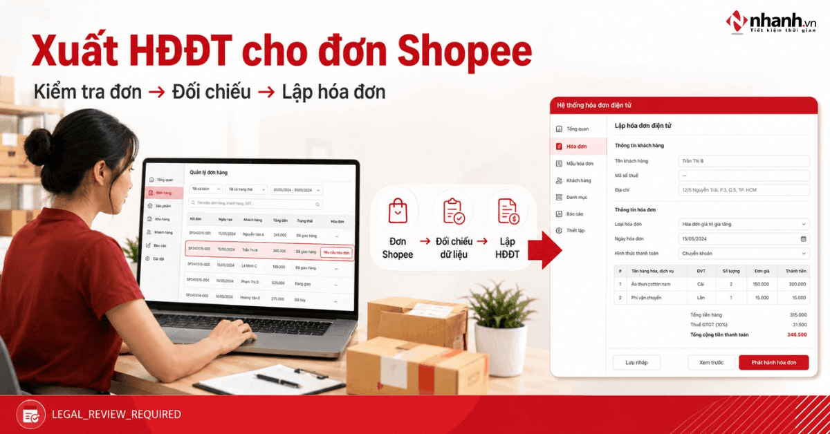 Hướng dẫn xuất hóa đơn điện tử cho đơn hàng Shopee