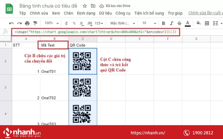 Tạo mã QR hàng loạt bằng Google Sheets