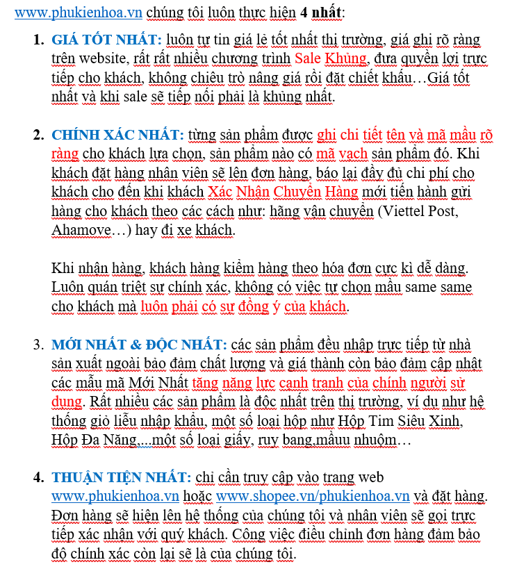 4 Nhất khi mua hàng tại Phukienhoa.vn