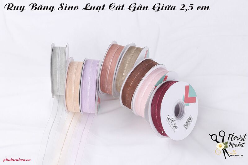 RUY BĂNG SINO LỤA CÁT GÂN GIỮA 2.5CM