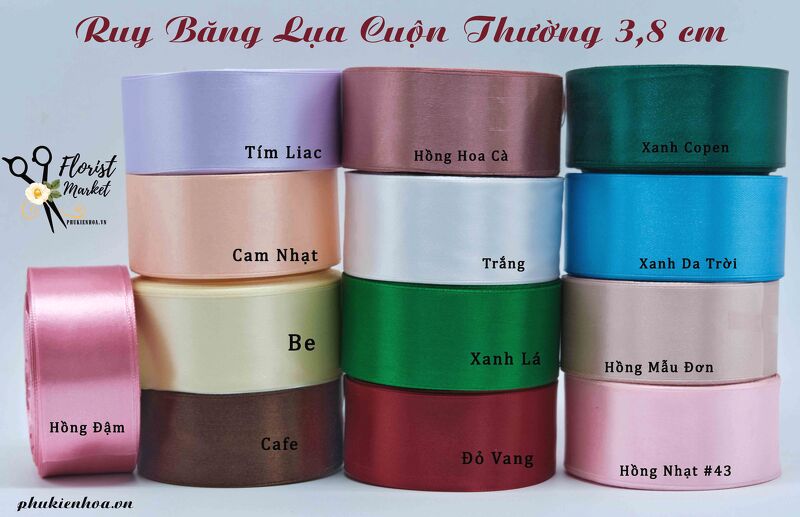 RUY BĂNG LỤA CUỘN THƯỜNG 3,8CM(Cọc5)