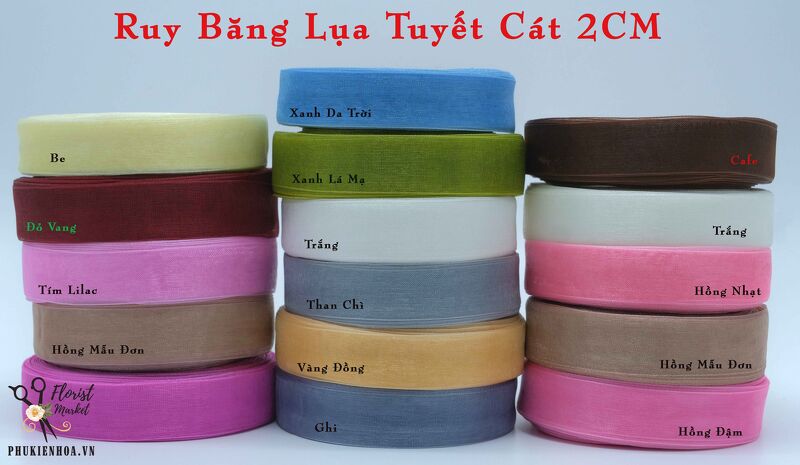 RUY BĂNG LỤA TUYẾT CÁT 2CM (Cọc5)