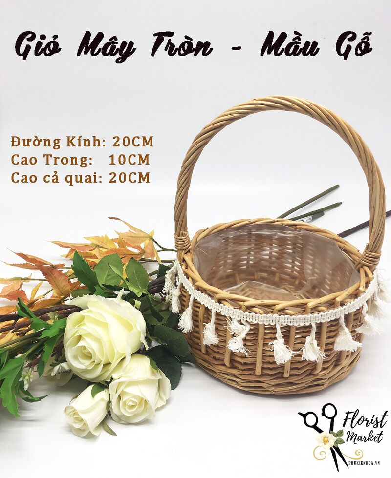 Giỏ Mây Tròn - Màu Gỗ