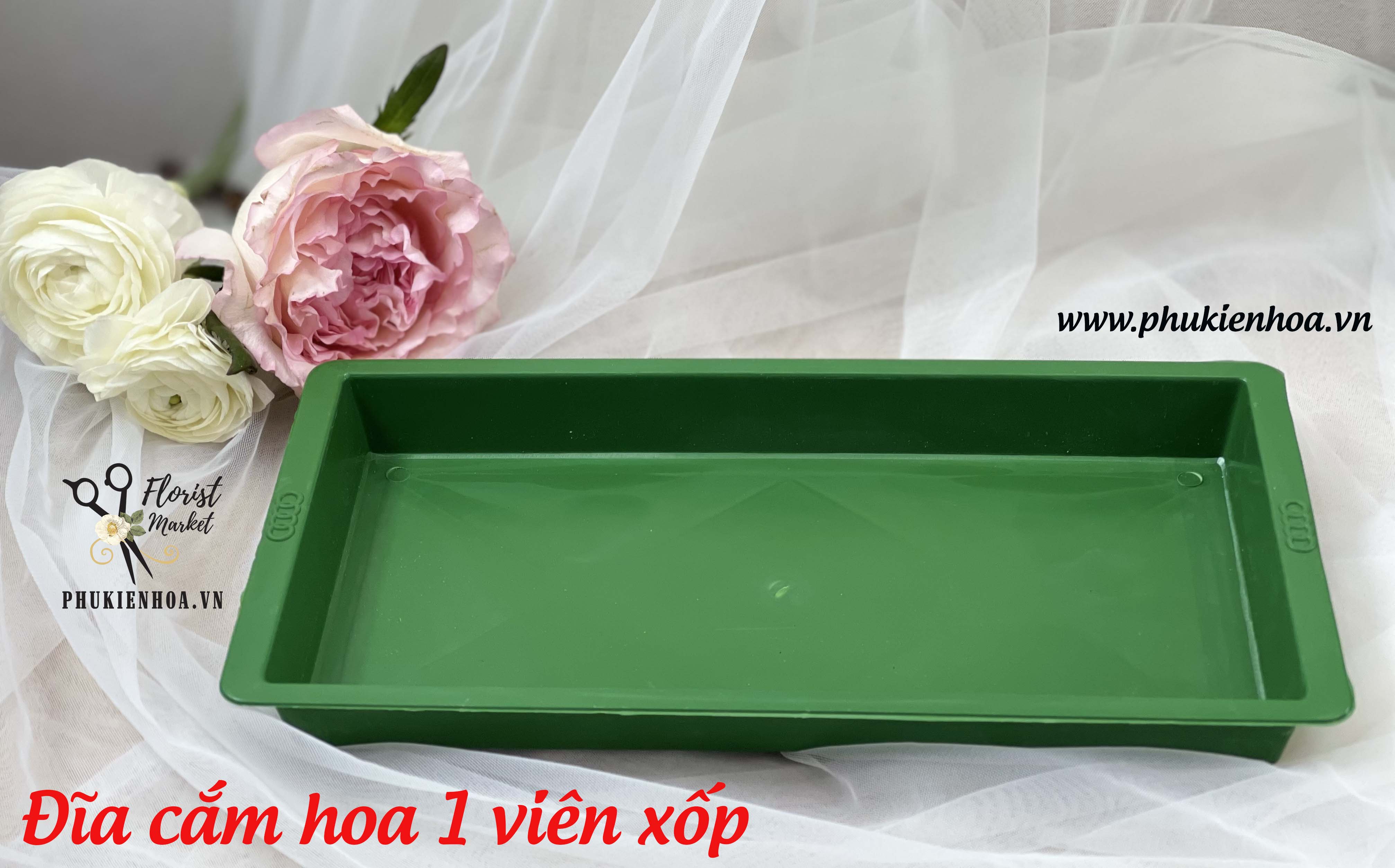 Đĩa cắm hoa 1 viên xốp