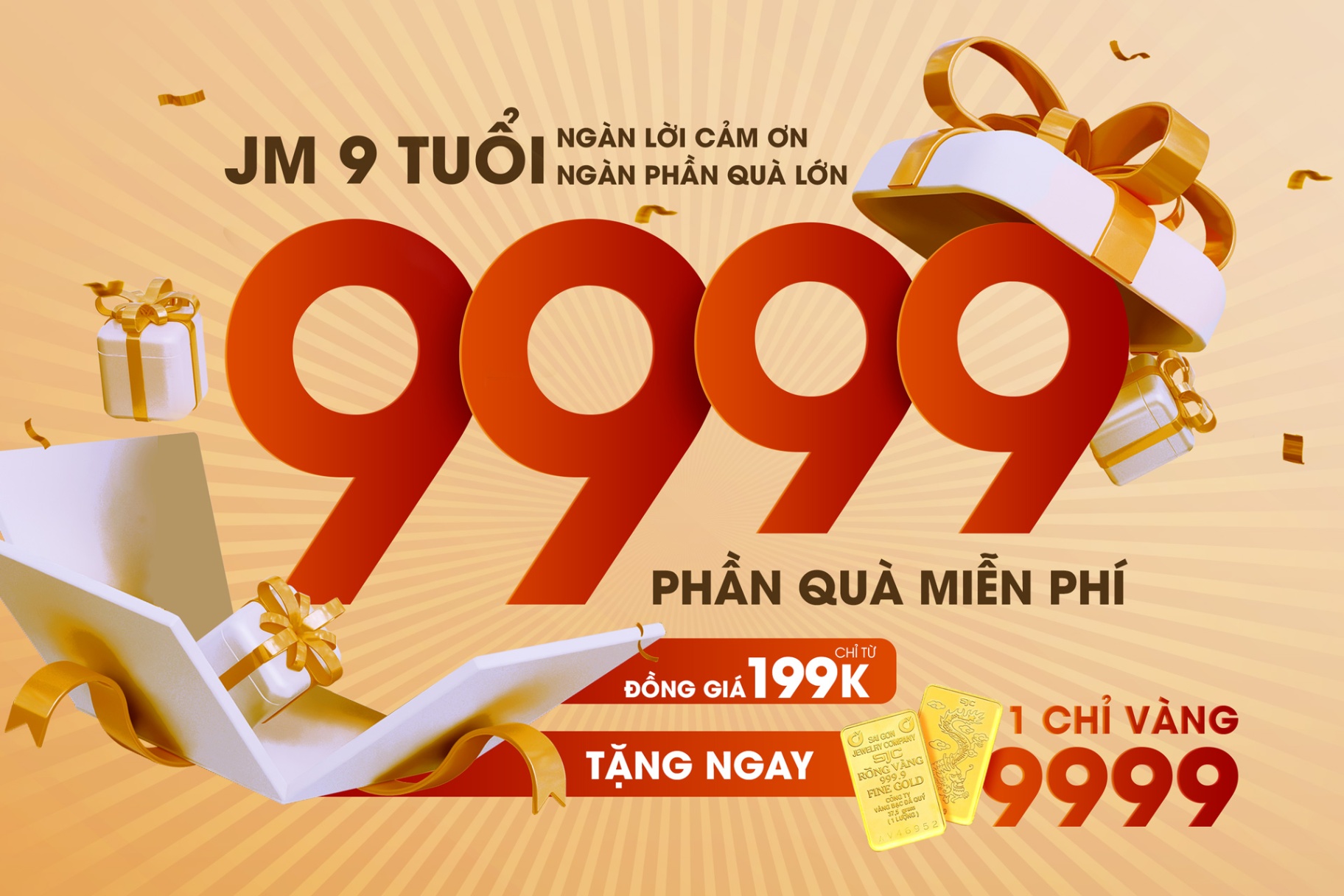 TẶNG NGAY 9999 PHẦN QUÀ ĐẠI TIỆC MỪNG SINH NHẬT JM 9 TUỔI