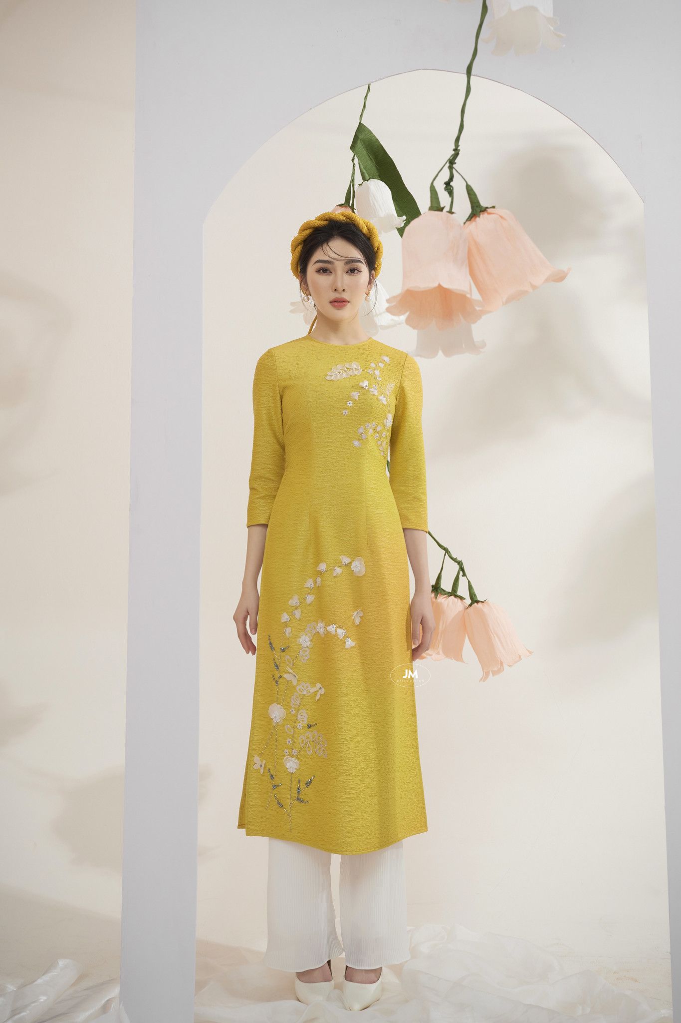 Váy múa xanh lá yếm vàng - Hoài Giang shop