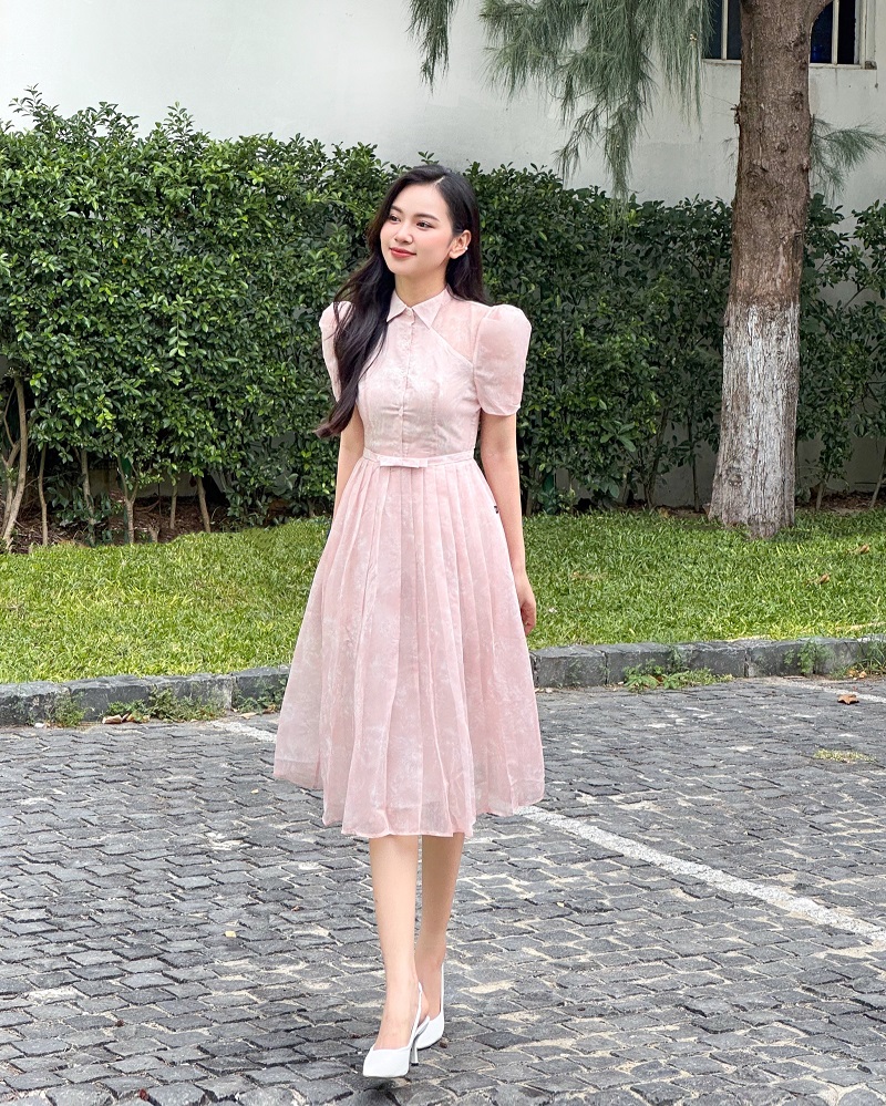 v2993 váy voan xoè màu hồng - Đầm, váy nữ | ThờiTrangNữ.vn