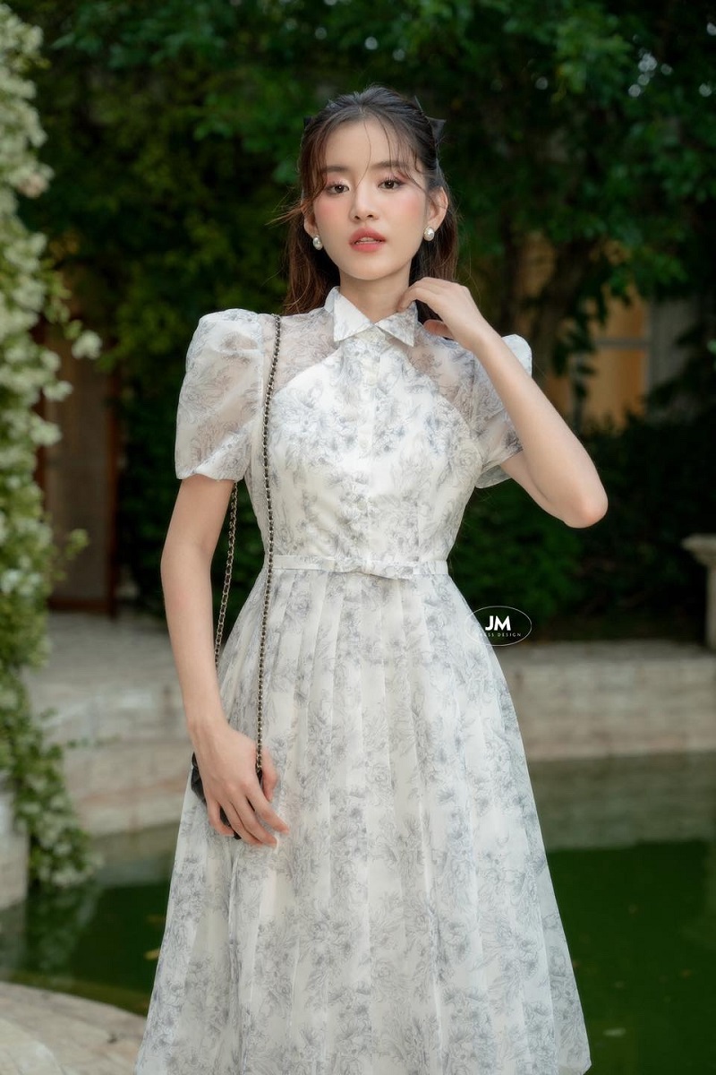 Váy đầm trắng xòe cổ xinh kiểu lạ style Hàn Quốc nhẹ nhàng sinh nhật, kỷ  yếu, dự tiệc xinh ngất | Shopee Việt Nam