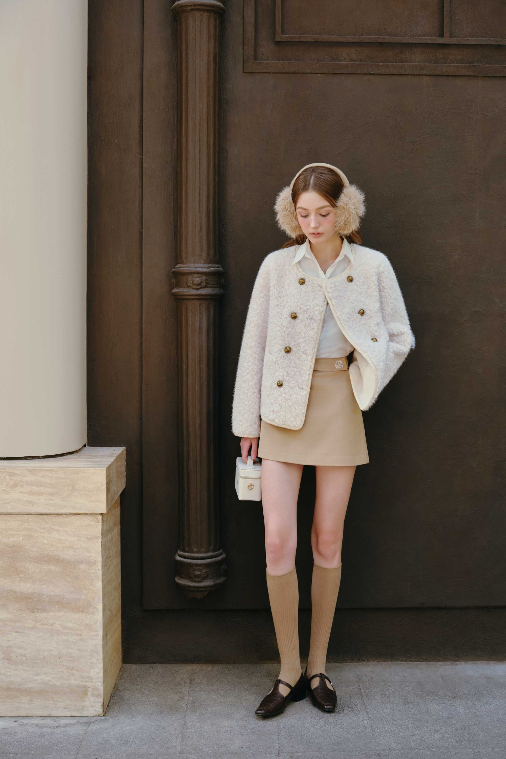 Áo lông dáng suông 2 hàng cúc