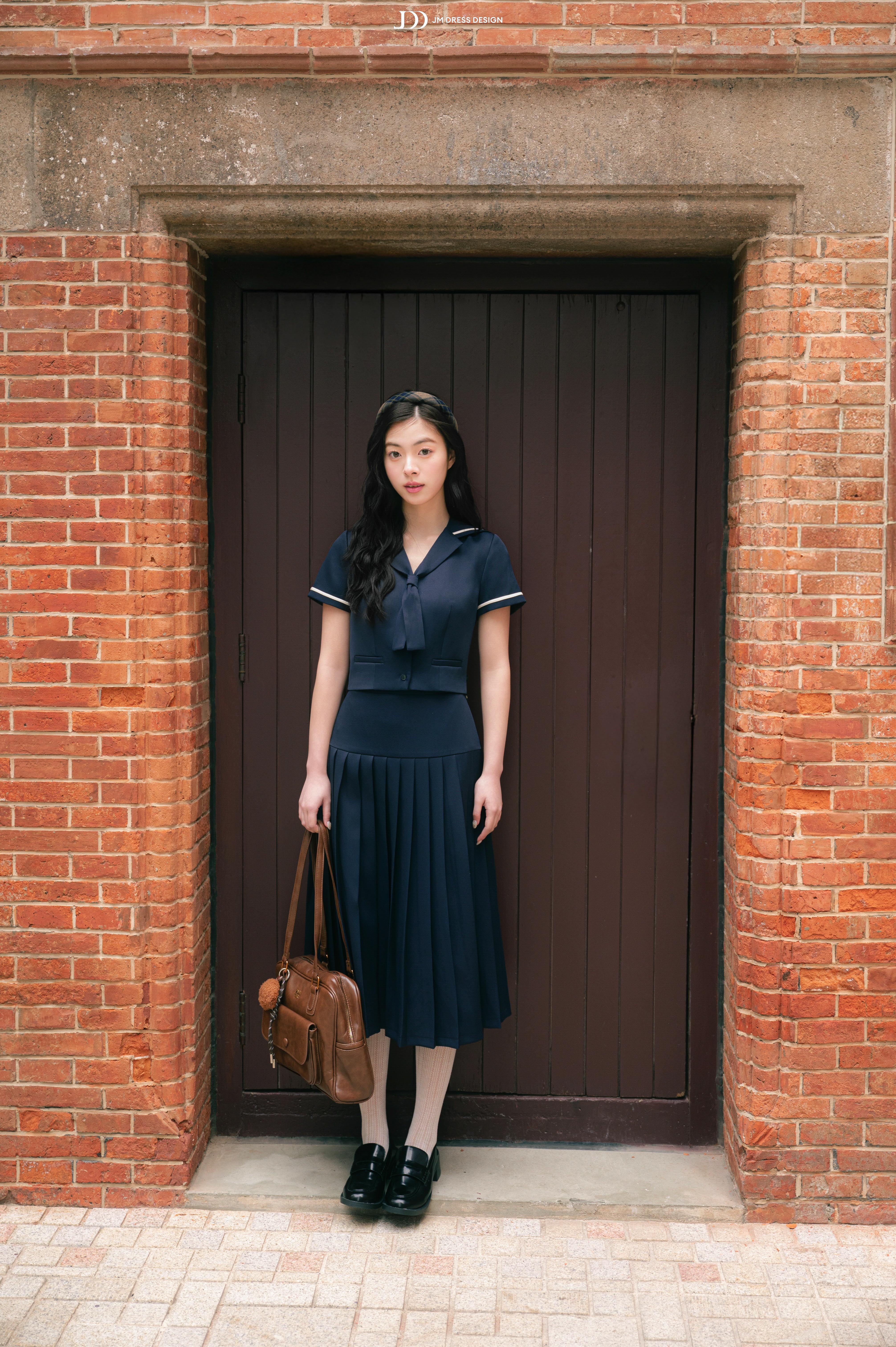 Chân váy Xuân Hè dáng dài xếp ly