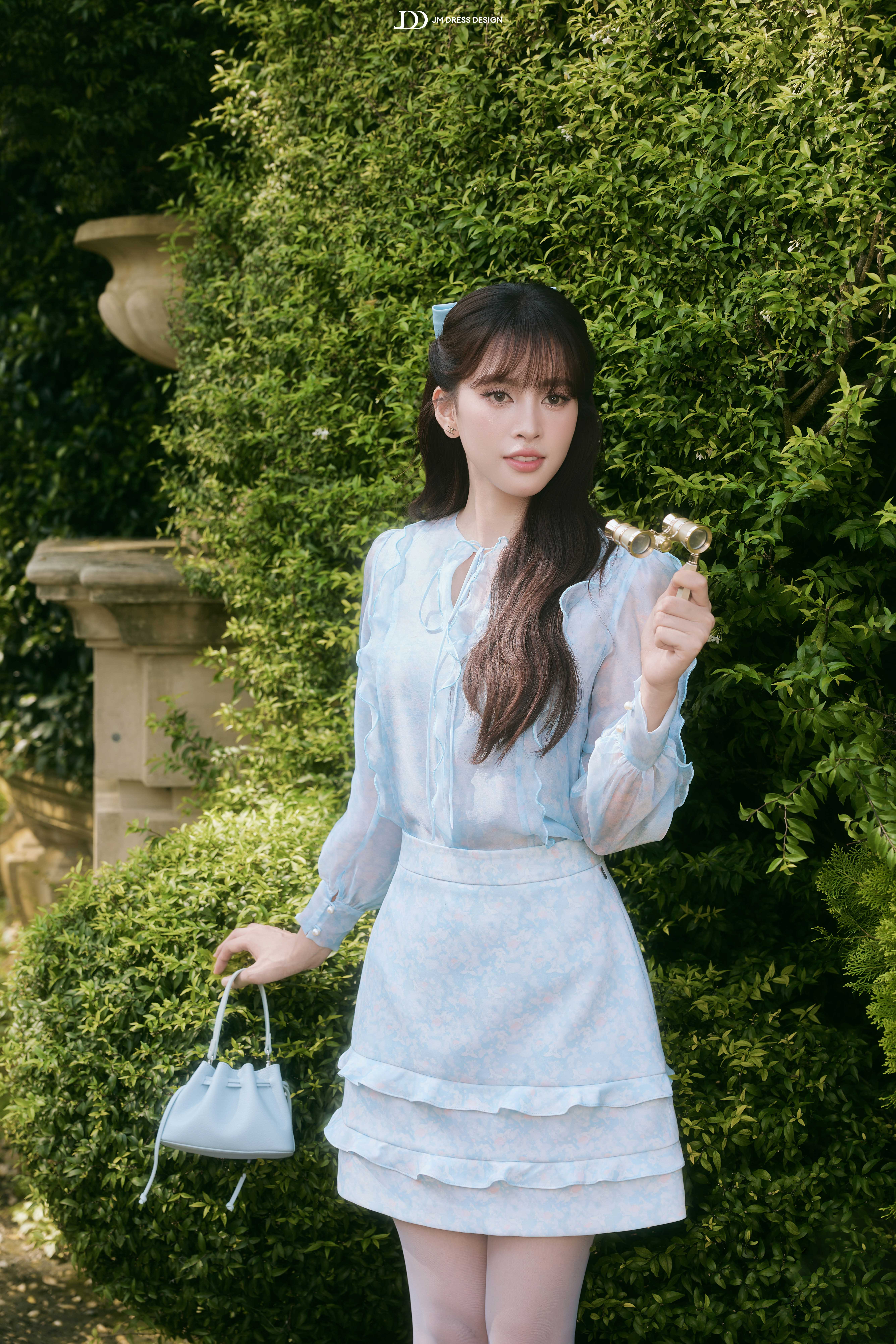 Chân váy xuân hè A ngắn 2 tầng bèo