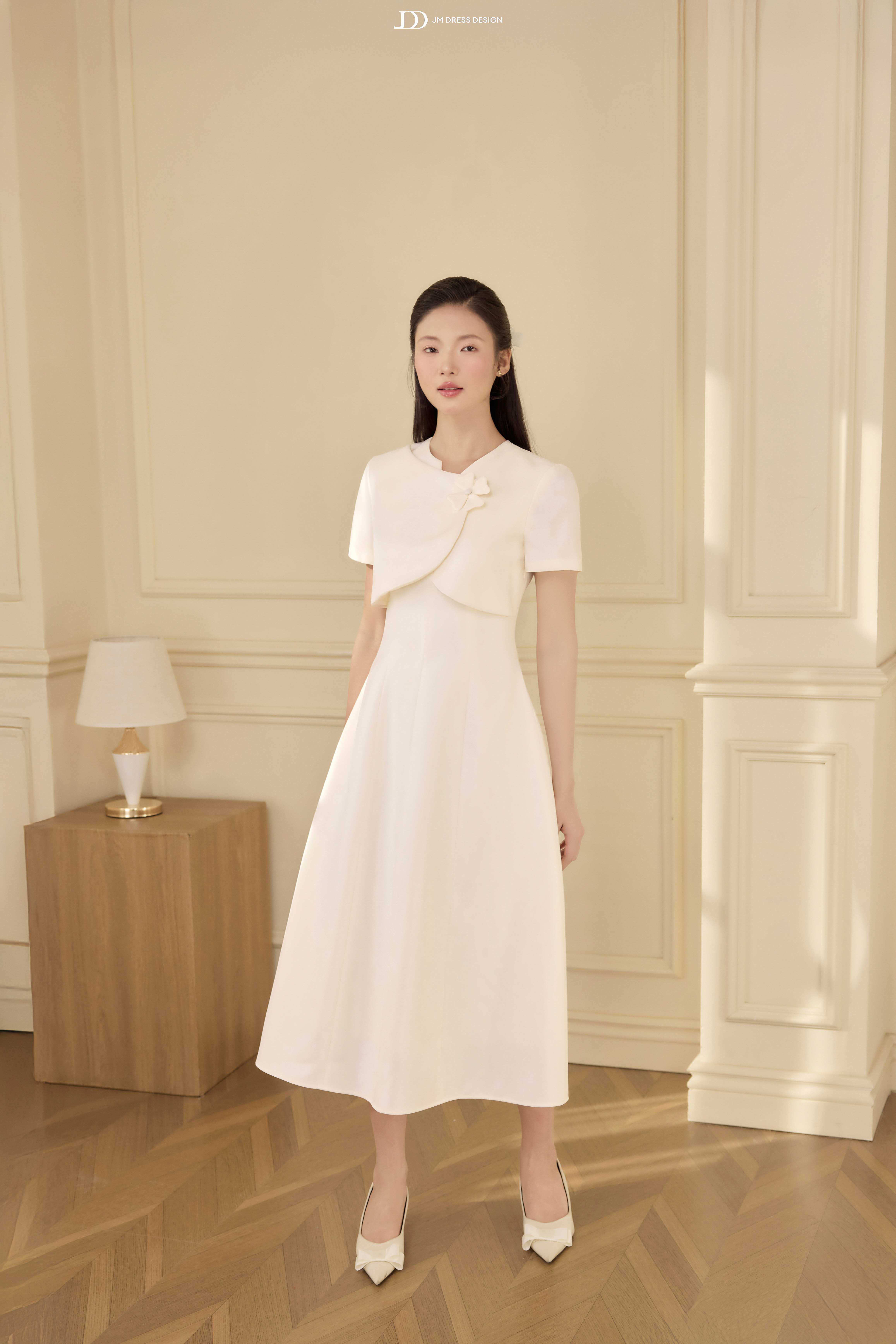 Đầm Thu Đông dáng dài vạt bung