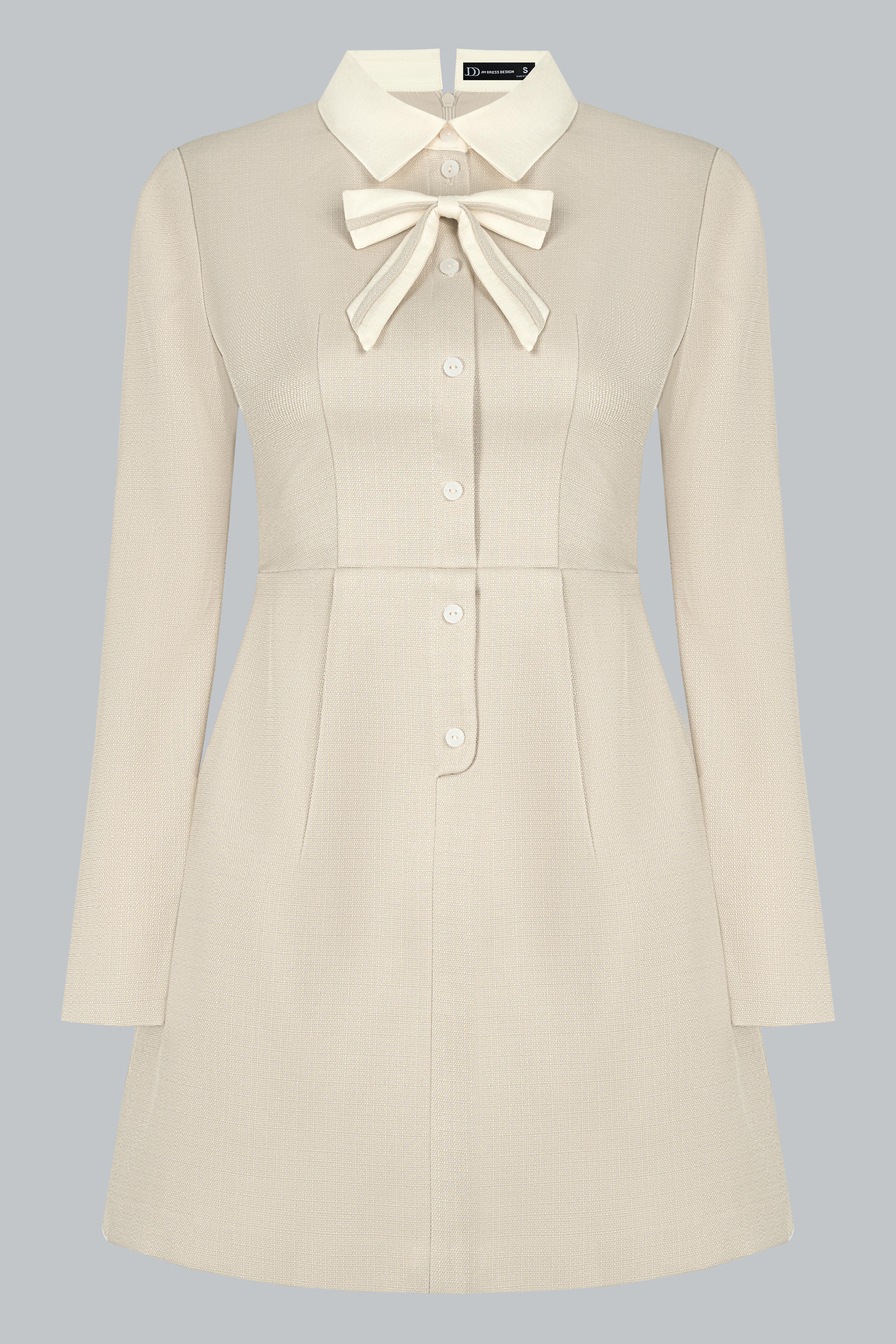 Đầm chân A ngắn ly lật, nơ cổ