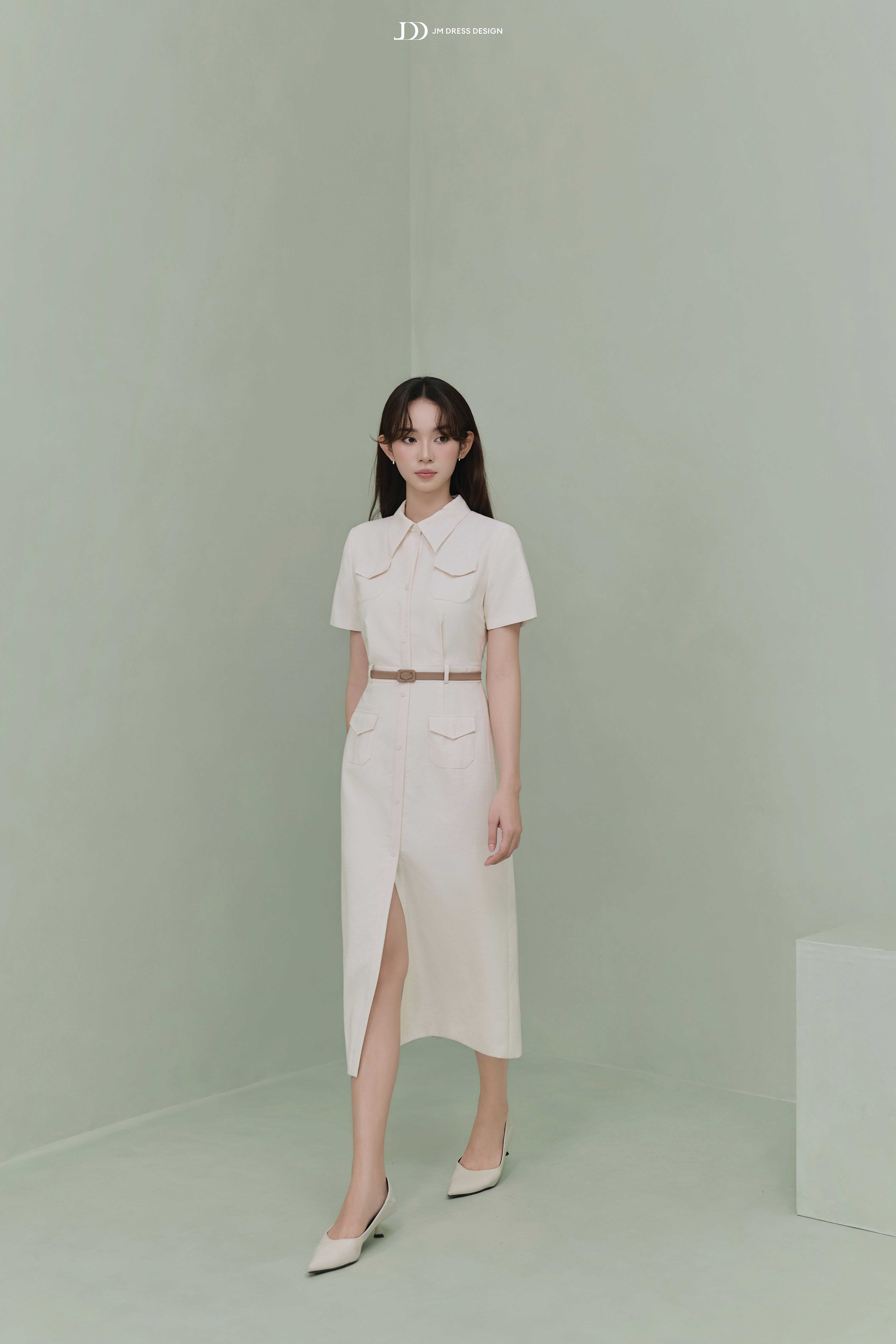 Đầm sơ mi cổ đức chân A nhỏ