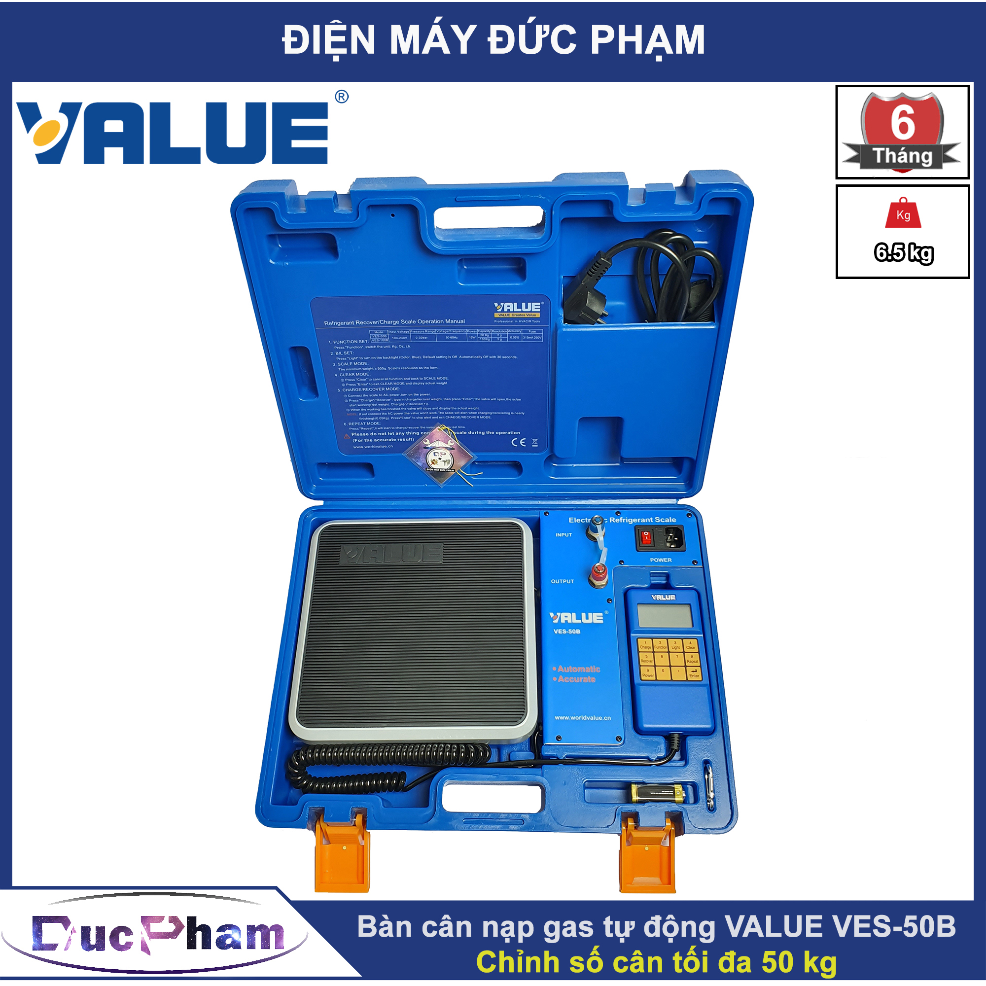 Bàn cân nạp gas điện tử tự động Value VES-50B ( Tiếng Anh ) | Chính Hãng