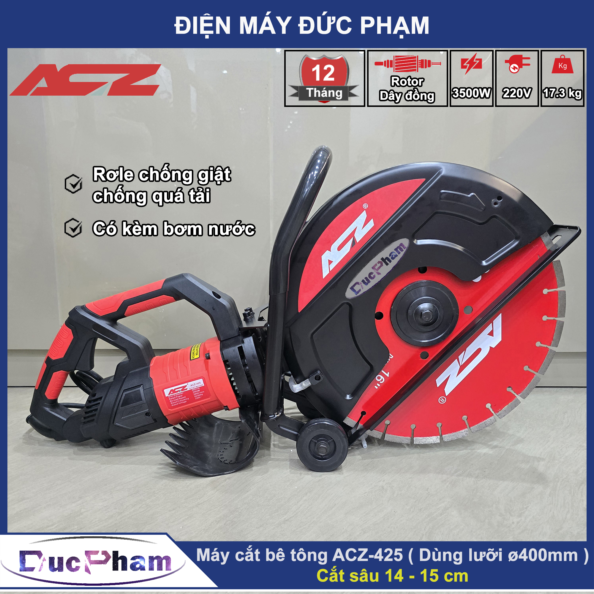 Máy cắt bê tông chuyên dụng ACZ-425 ( Cắt sâu 14cm - 15cm )