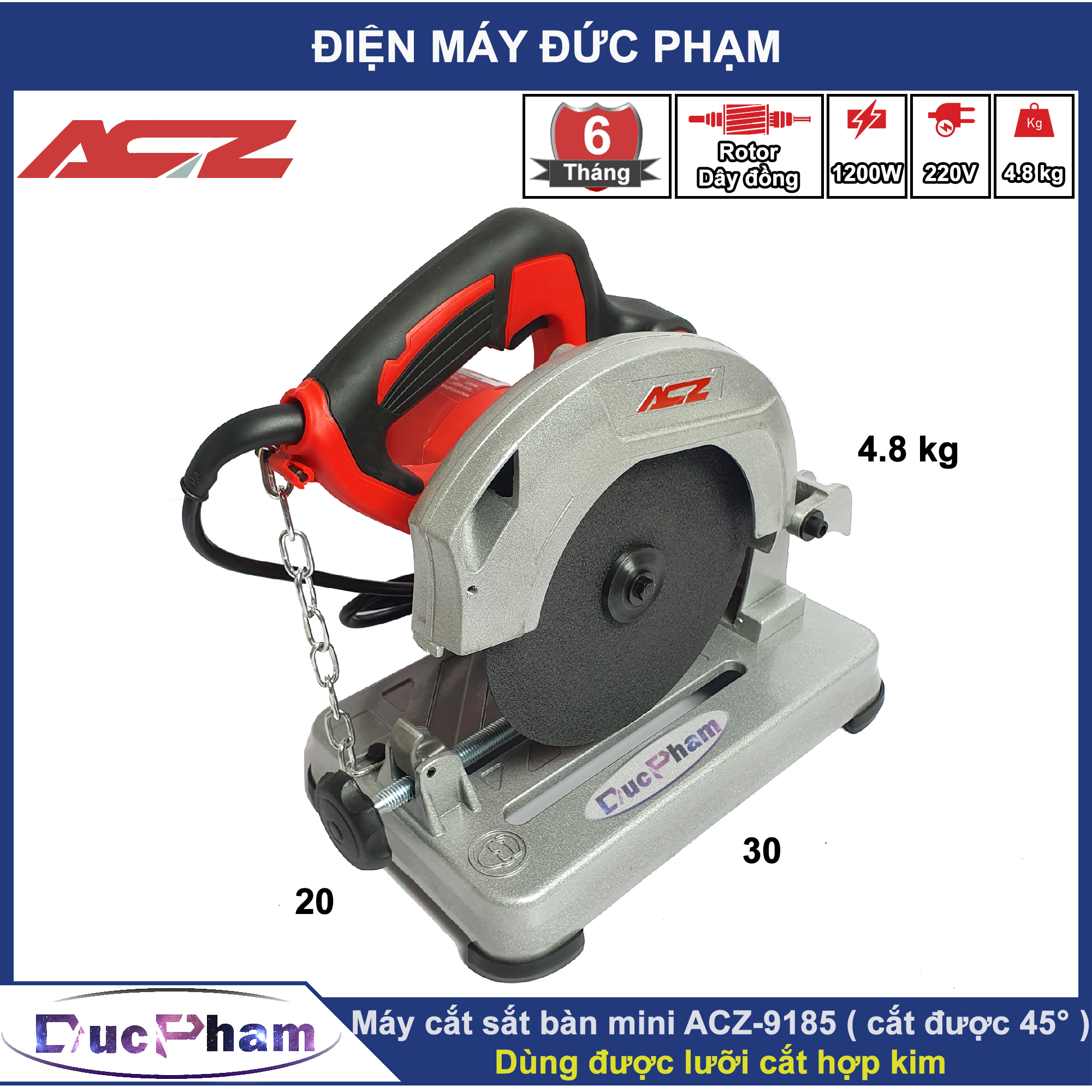 Máy cắt sắt bàn mini ACZ-9185 ( Có thể dùng lưỡi hợp kim 185mm )