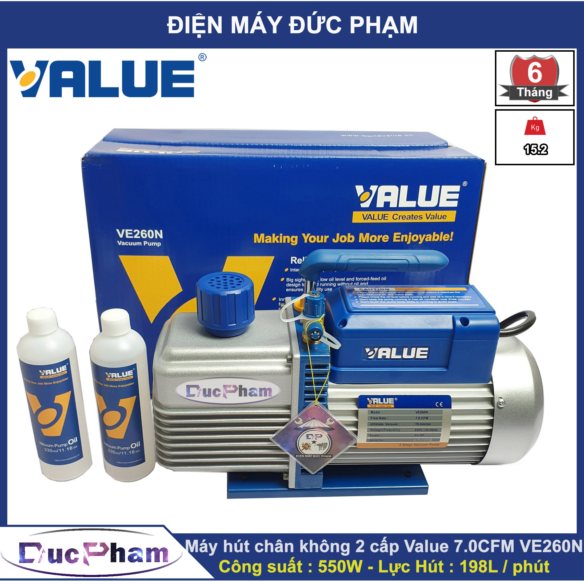 Máy hút chân không 2 cấp VALUE 7.0CFM VE260N