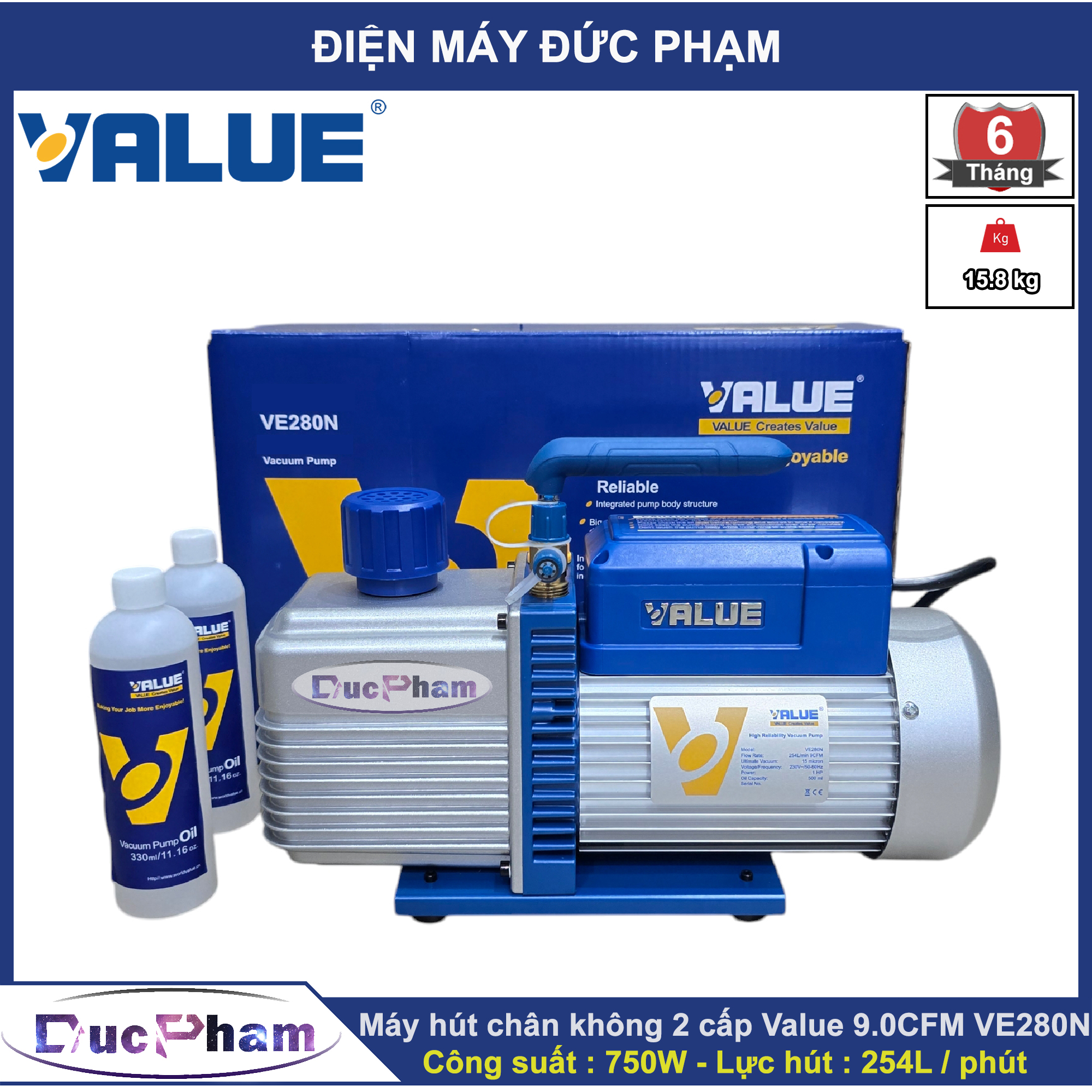 Máy hút chân không 2 cấp VALUE 9.0CFM VE280N