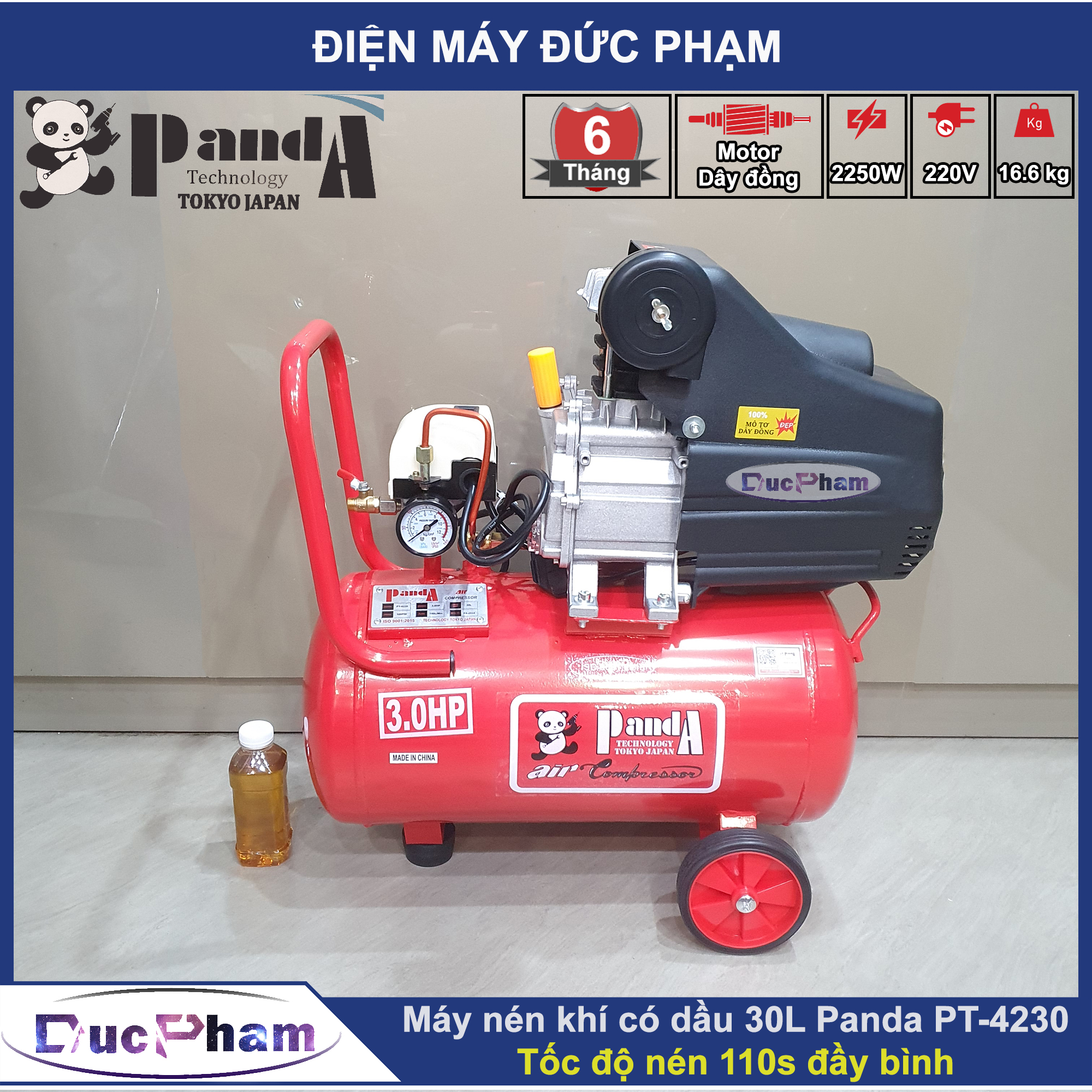 Máy nén khí có dầu 30L Panda PT-4230