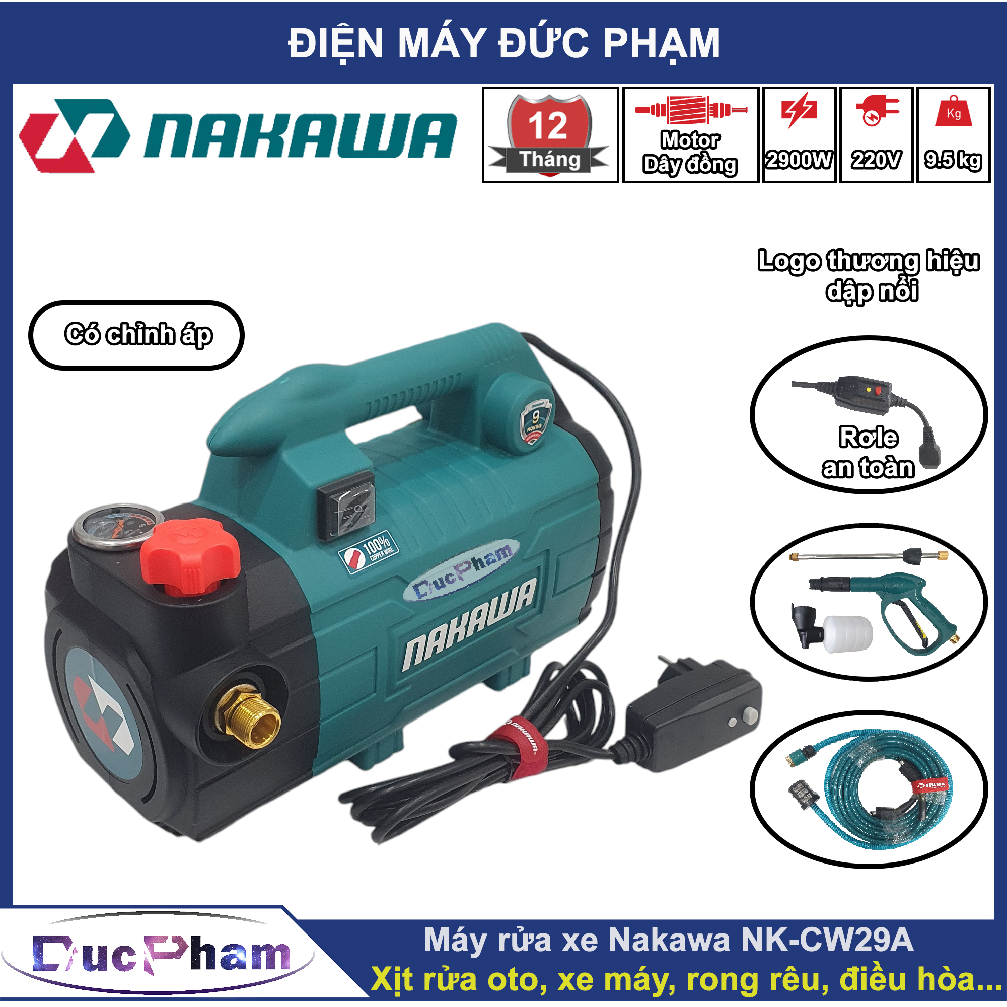 Máy rửa xe Nakawa NK-CW29A ( Có chỉnh áp )