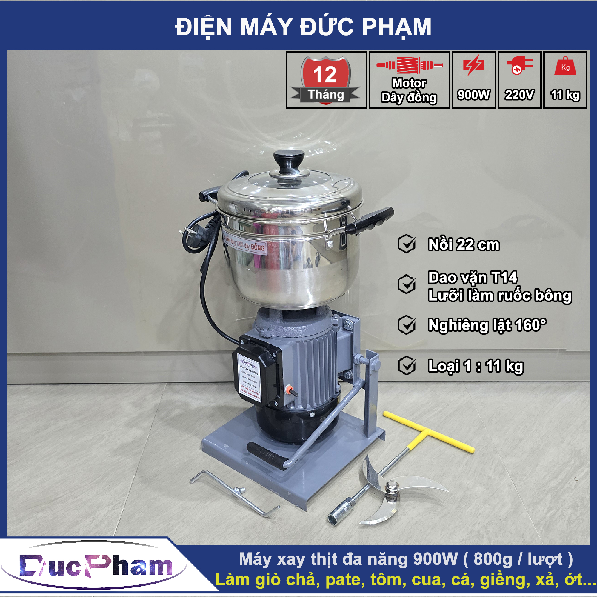 Máy xay thịt đa năng 900W | Hàng loại 1 ( dây đồng )