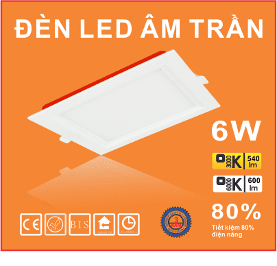 ĐÈN LED ÂM TRẦN VUÔNG 6W