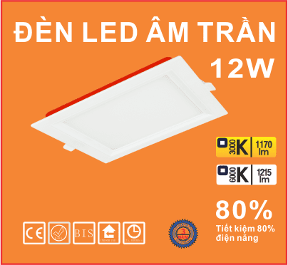 ĐÈN LED ÂM TRẦN VUÔNG 12W