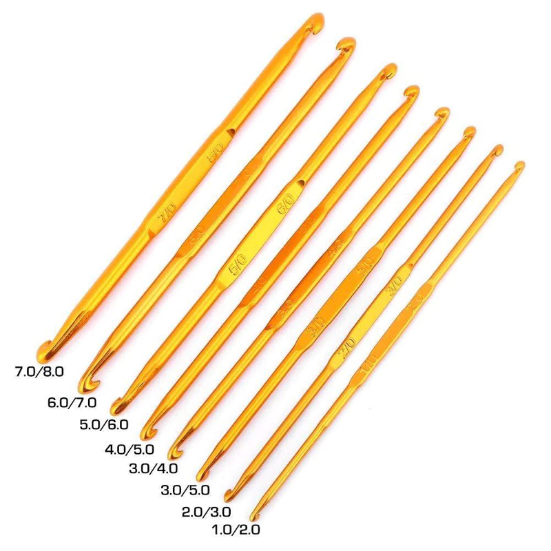 Kim móc len inox 2 đầu cán vàng nhiều size - Size 3/0 - 4/0