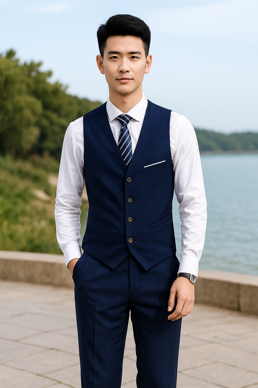 Áo ghile xanh navy 879