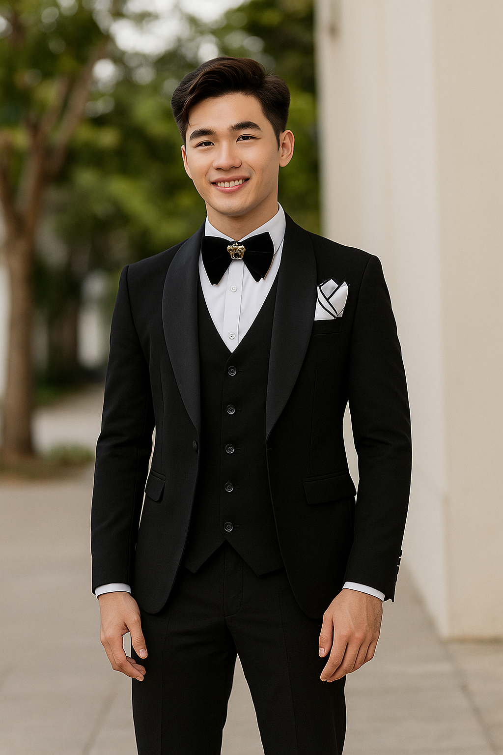 Áo vest đen 300 cổ sam AV300-2