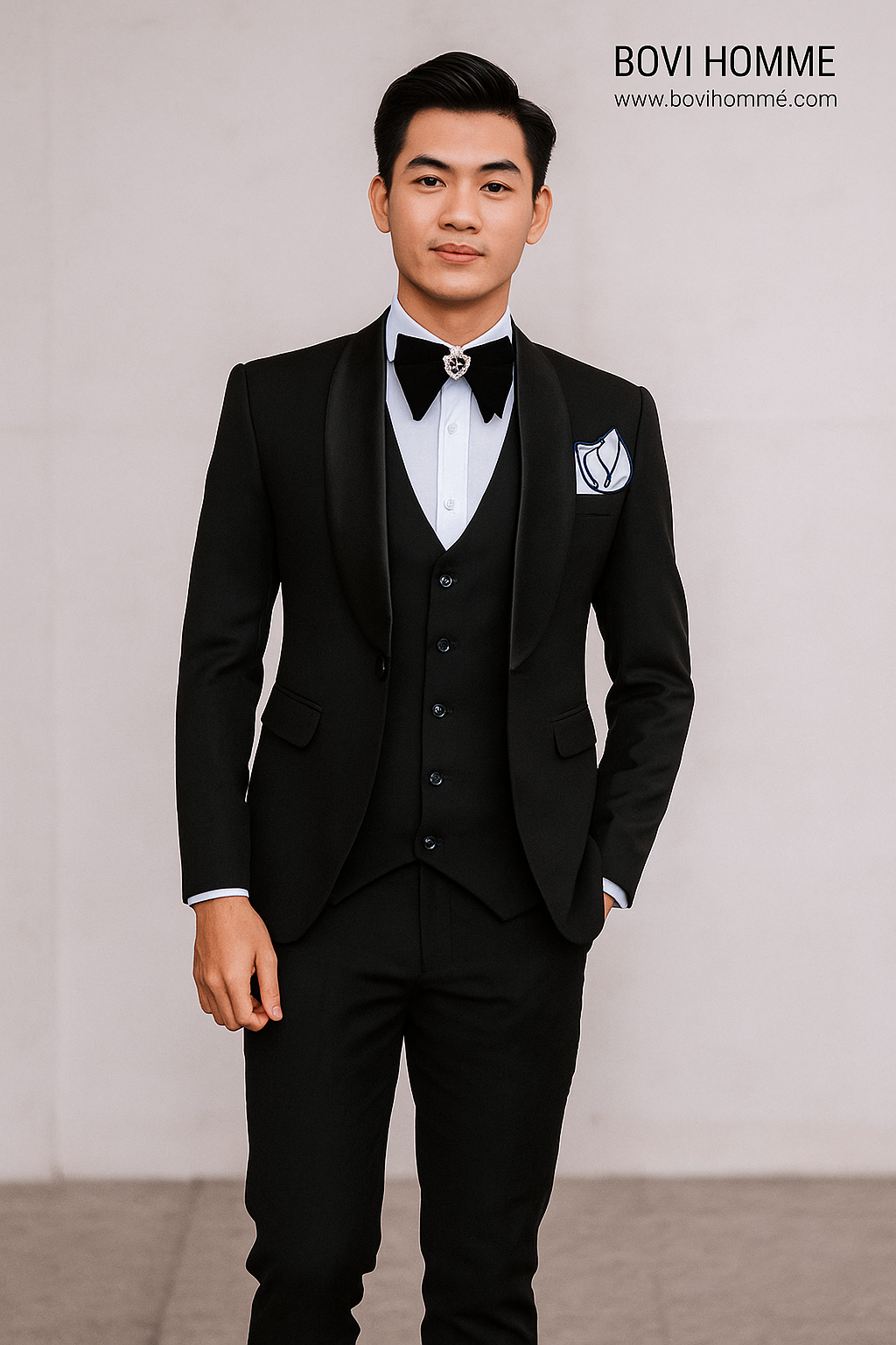 Áo vest đen 300 cổ sam AV300-2