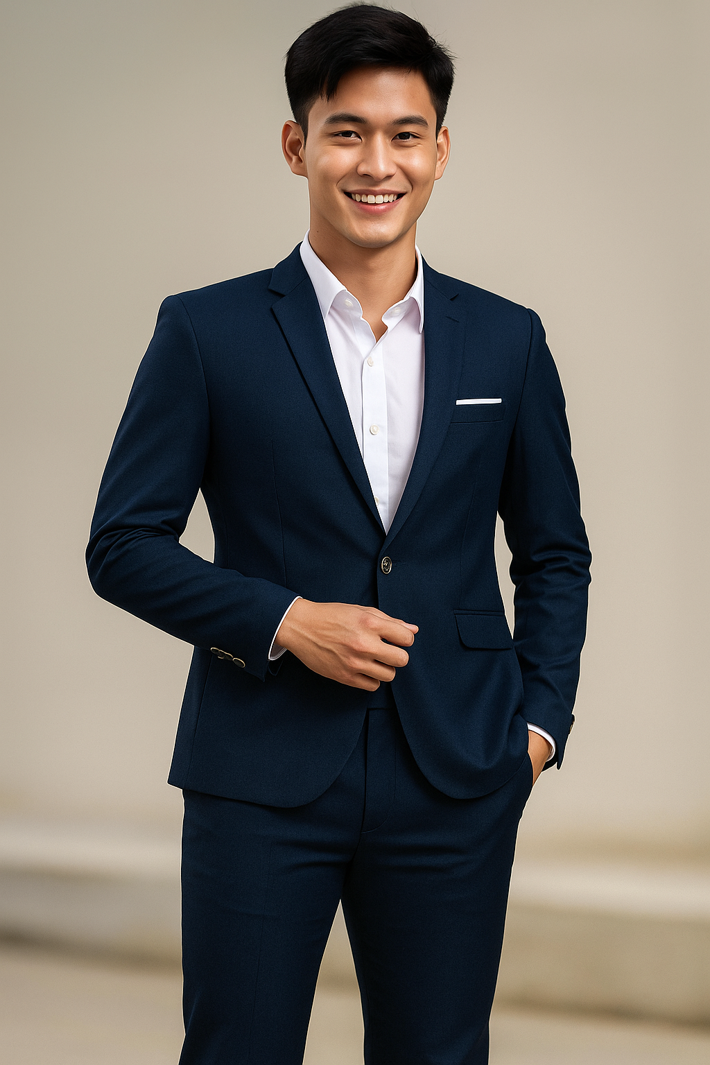 Áo vest nam xanh VE308
