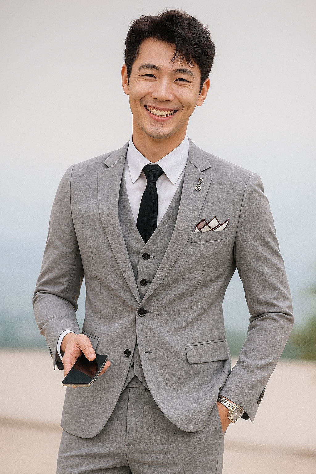 Áo xám dạ sáng 02 VE002121