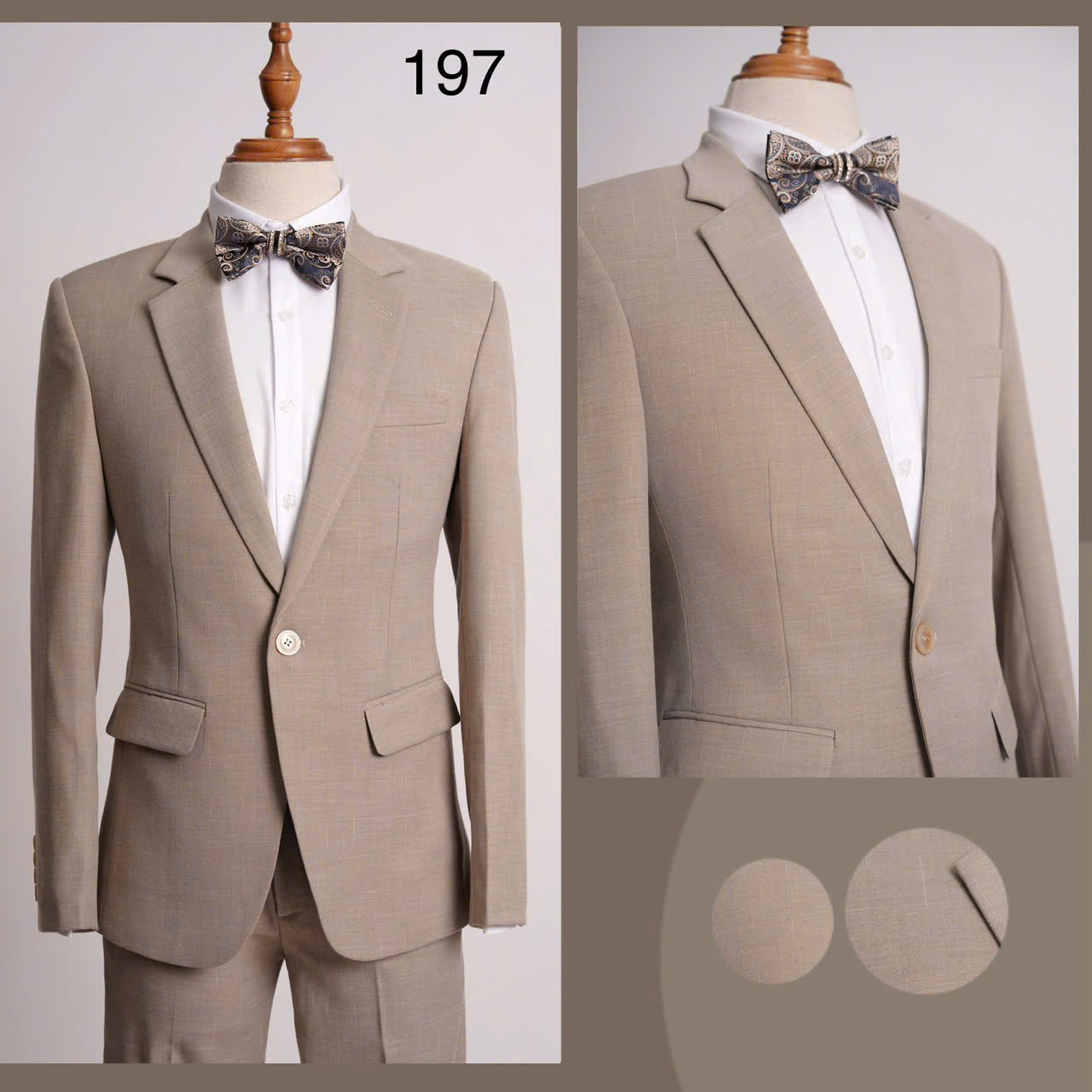 Bộ vest trẻ màu be 197