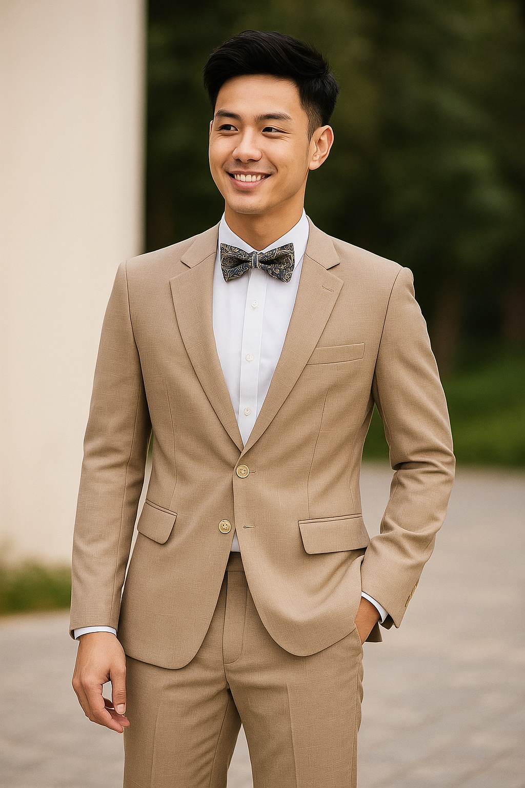 Bộ vest trẻ màu be 197