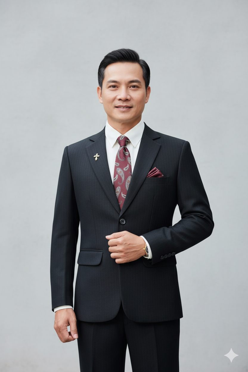 Bộ vest trung niên sọc đen TN900