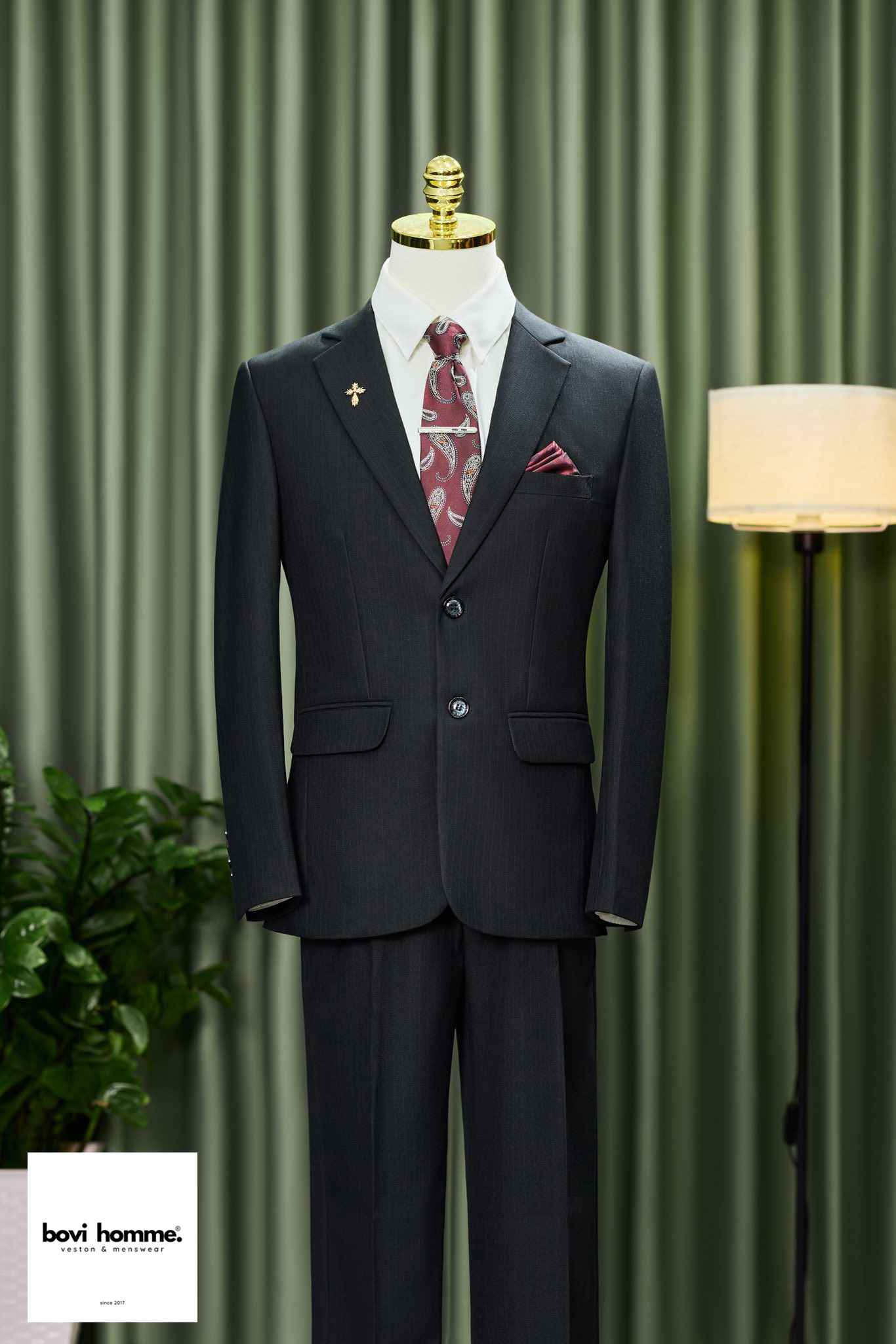 Bộ vest trung niên sọc đen TN900