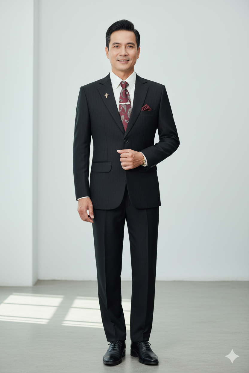 Bộ vest trung niên sọc đen TN900